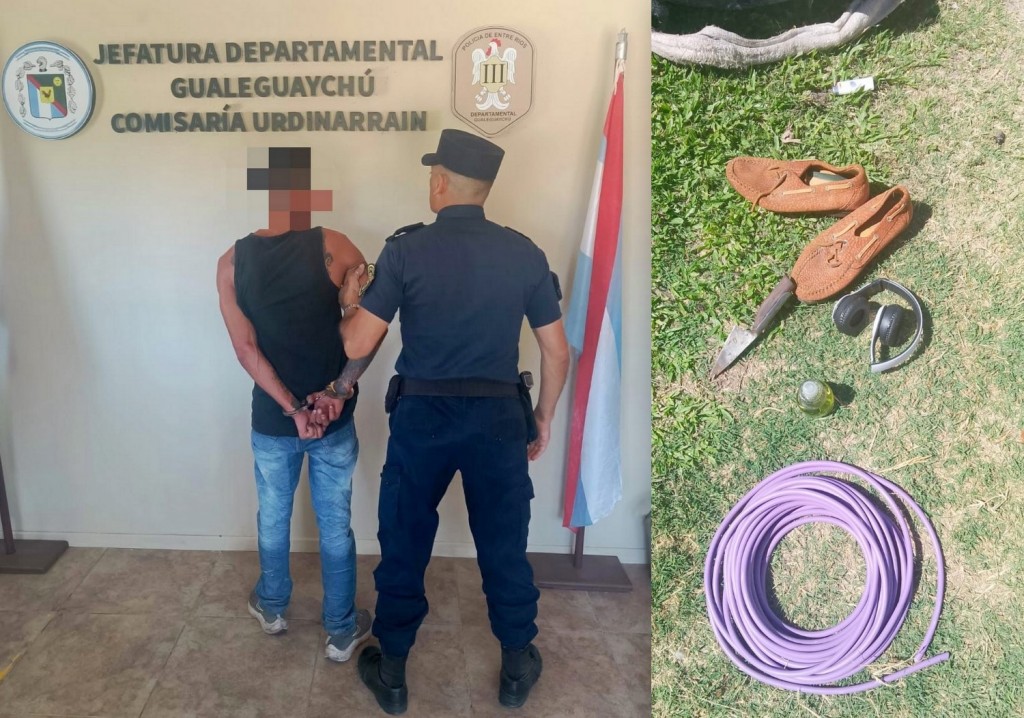 Detienen en Urdinarrain a un hombre por resistencia a la autoridad y secuestran un cuchillo