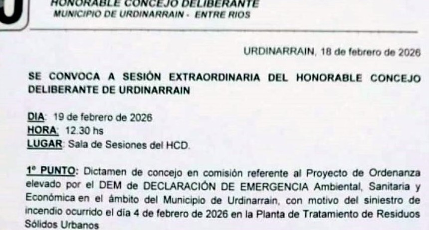 Jueves 19 de febrero | Sesión Extraordinaria del Concejo Deliberante