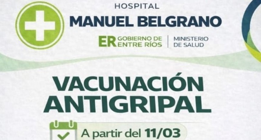 Vacunaci&oacute;n antigripal a partir del 11/03 en el Hospital Manuel Belgrano.
