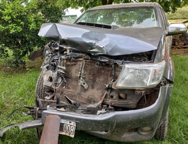 Tremendo choque contra un vacuno en Ruta 19