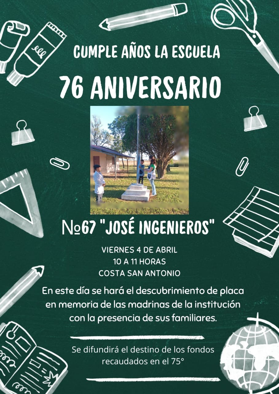 La Escuela Rural N° 67 Jose Ingenieros cumple 76 años
