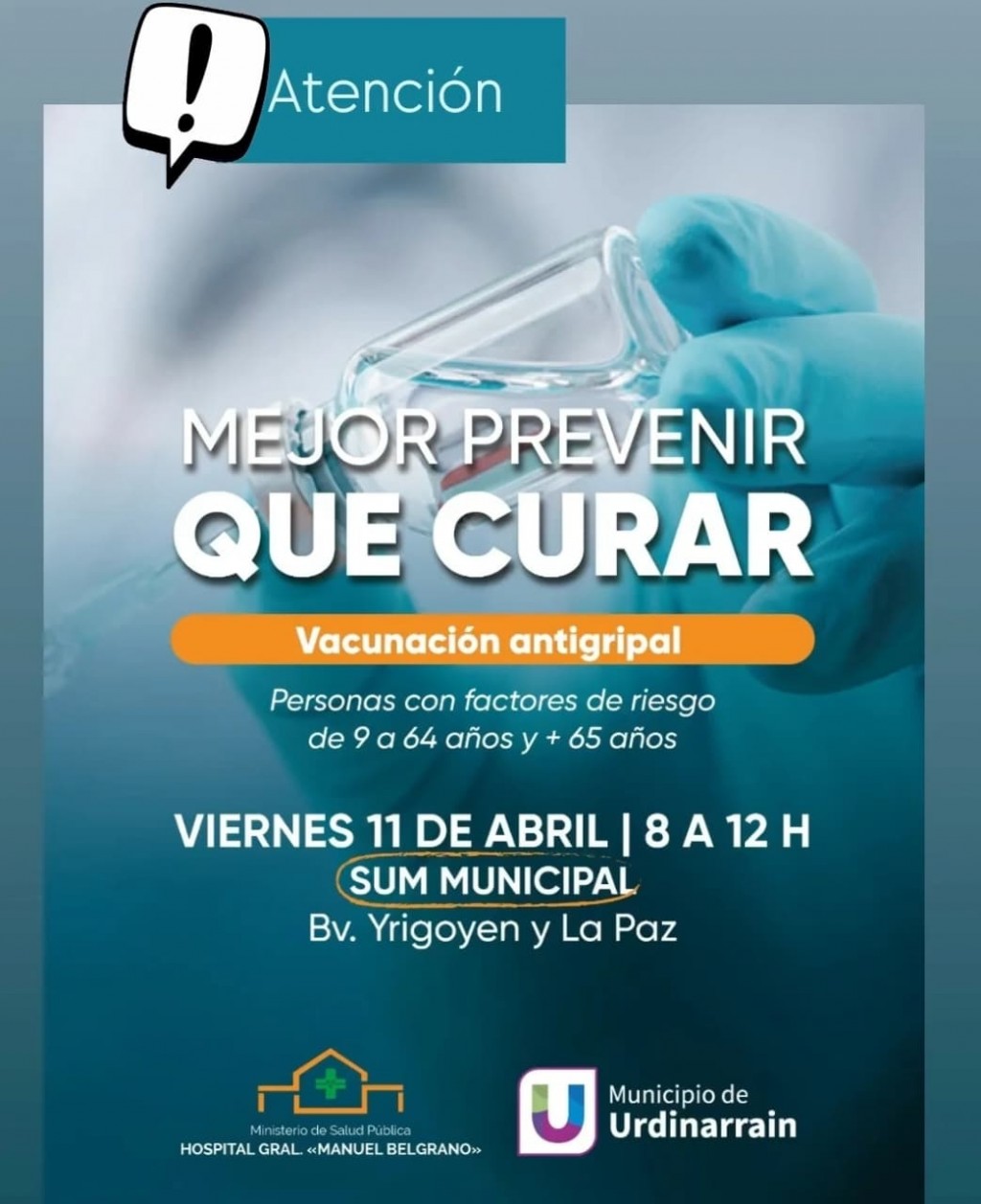 Este Viernes se Vacuna con Antigripal en SUM Municipal