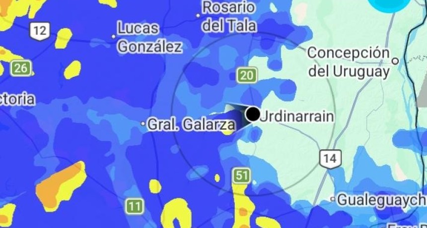 Alerta NARANJA para centro y sur de Entre R&iacute;os por tormentas fuertes
