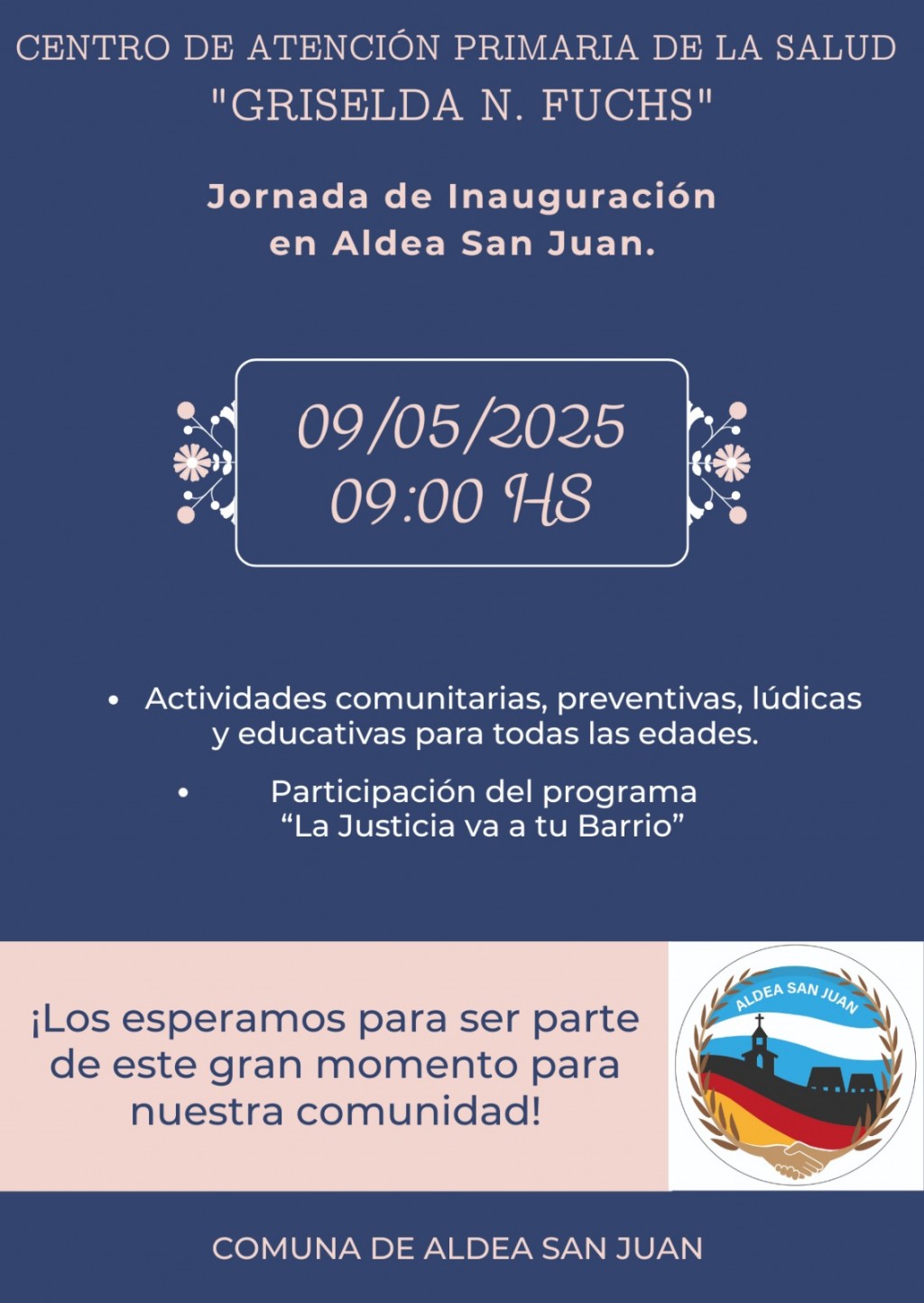 Este Viernes 20 Inauguración del Centro de Atención Primaria de la Salud en Aldea S.Juan