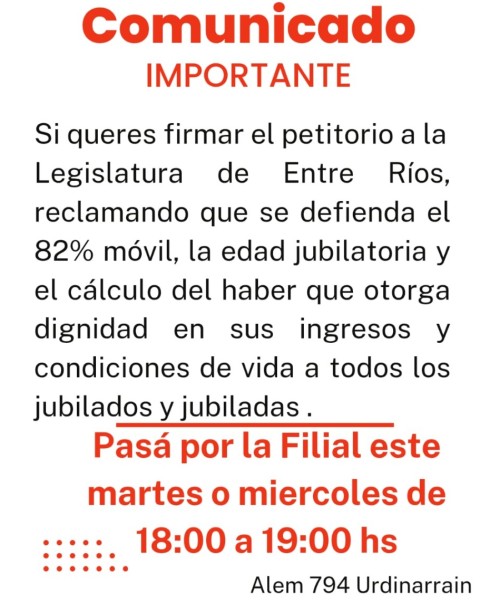 DESDE AGMER Invitan a la poblaci&oacute;n a firmar un petitorio defendiendo el 82% movil