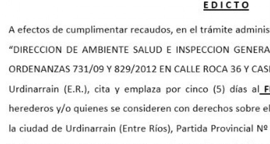 EDICTO - MUNICIPIO DE URDINARRAIN
