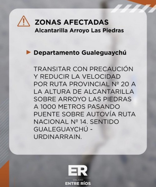 PELIGRO INMINENTE EN RUTA 20, SE DESARMA UNA ALCANTARILLA