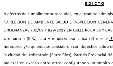 EDICTO - MUNICIPIO DE URDINARRAIN
